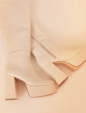 Cizme PrettyLittleThing, crem Crem