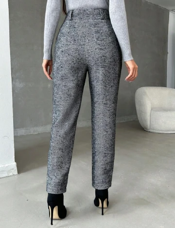Pantaloni SHEIN, alb/negru Negru