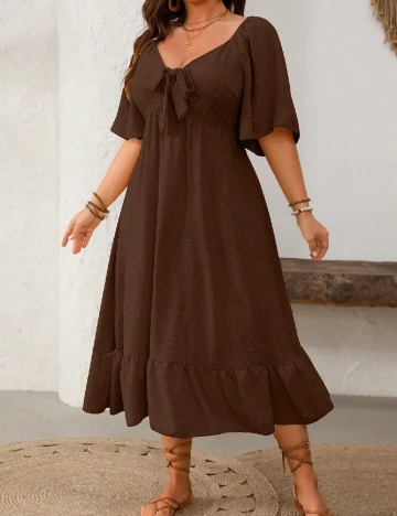Rochie medie SHEIN CURVE, maro inchis Maro