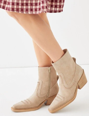 Botine Oasis, crem Crem