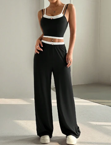 Compleu SHEIN, negru/alb Negru