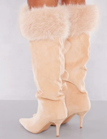 Cizme PrettyLittleThing, crem Crem