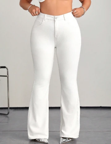Blugi SHEIN CURVE, alb Alb
