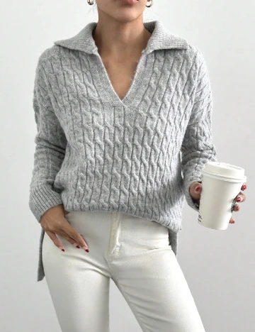 Pulover Oversize SHEIN, gri Gri
