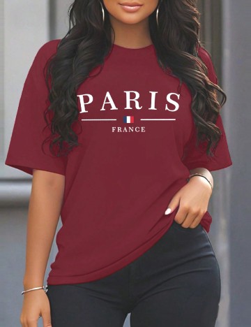 
						Tricou SHEIN CURVE, visiniu