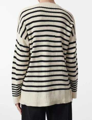 Pulover SHEIN, ecru/negru Alb