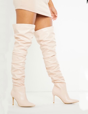 Cizme PrettyLittleThing, crem