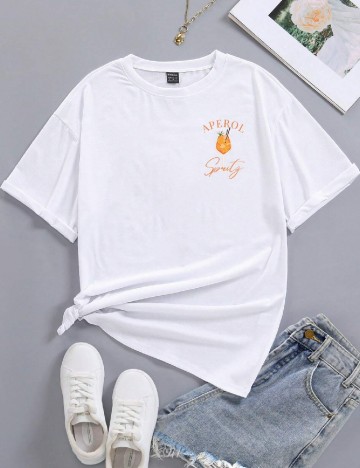 
						Tricou Oversize SHEIN, alb