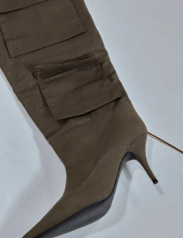 Cizme PrettyLittleThing, kaki Verde