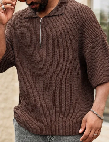 Bluza SHEIN Plus Size Men, maro Maro