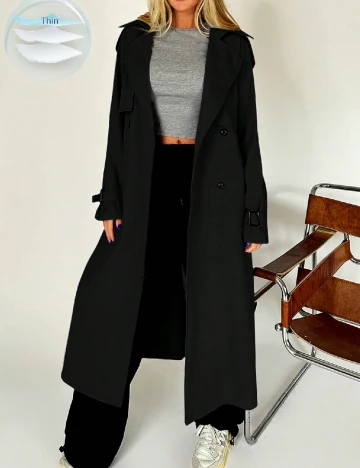 Trench SHEIN, negru Negru