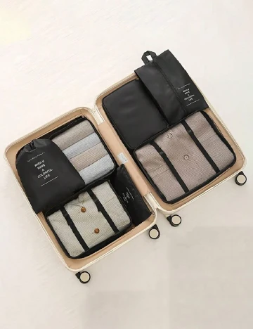 Set de genti pentru voiaj 7 bucati SHEIN, negru