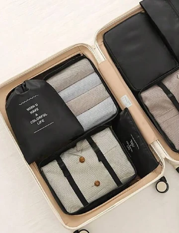 Set de genti pentru voiaj 7 bucati SHEIN, negru