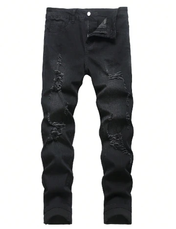 Blugi SHEIN Plus Size Men, negru Negru