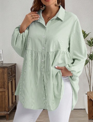 
						Camasa Emery Rose Curve, verde/alb