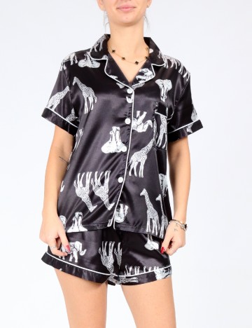 Pijama SHEIN, negru/alb
