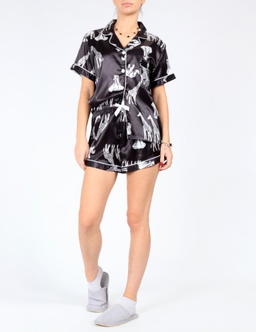 Pijama SHEIN, negru/alb