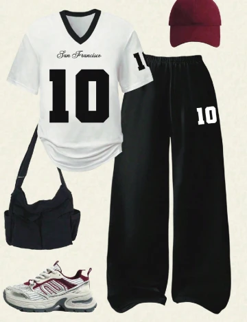 Compleu Shein Kids, alb/negru Negru