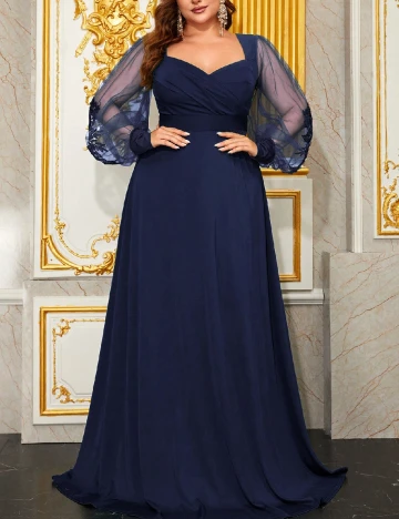 Rochie lunga Giffniseti Plus Size, bleumarin