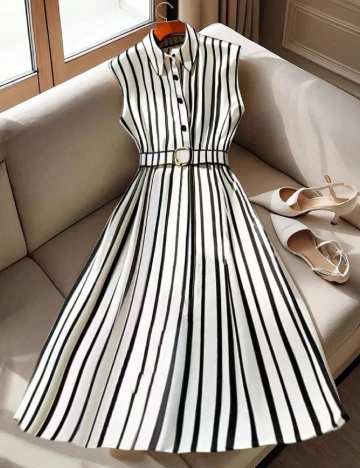 Rochie lunga SHEIN, alb/negru