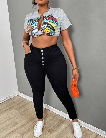 
						Blugi SHEIN CURVE, negru