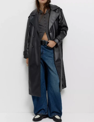 Trench Pull&Bear, negru Negru