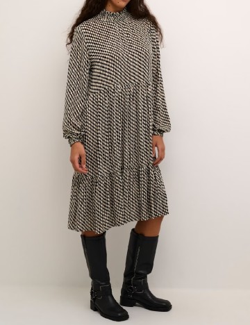 Rochie medie Kaffe, alb/negru