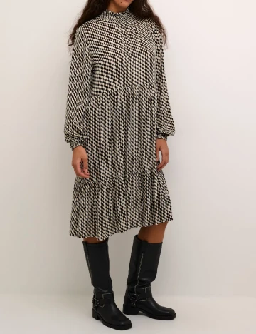 Rochie medie Kaffe, alb/negru
