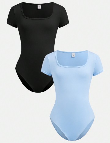 Set body 2 bucati Shein Kids, albastru/negru