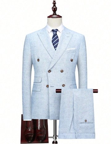 
						Costum SHEIN, albastru deschis