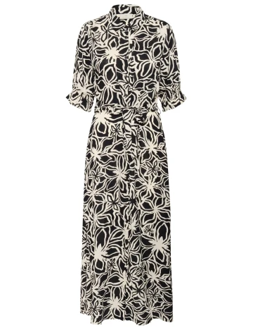 Rochie lunga Kaffe, alb/negru