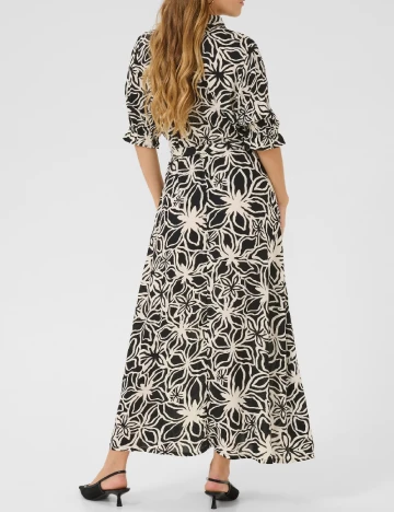 Rochie lunga Kaffe, alb/negru