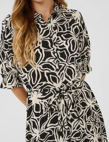 Rochie lunga Kaffe, alb/negru