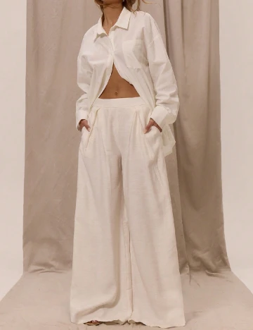 Pantaloni Musera, ecru Alb