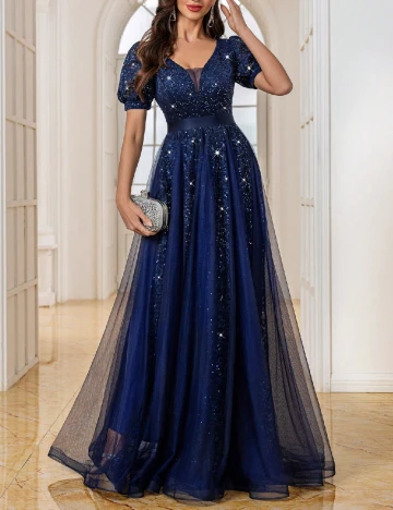 Rochie lunga Miusol, albastru