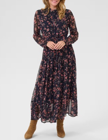 Rochie lunga Cream, floral print
