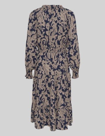 Rochie medie Cream, bej/bleumarin Crem