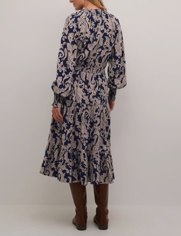 Rochie medie Cream, bej/bleumarin