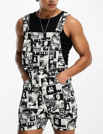 Salopeta ASOS, alb/negru Negru