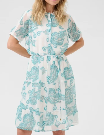 Rochie scurta Cream, alb/verde