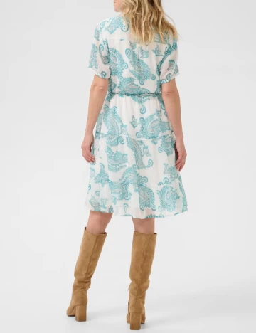 Rochie scurta Cream, alb/verde