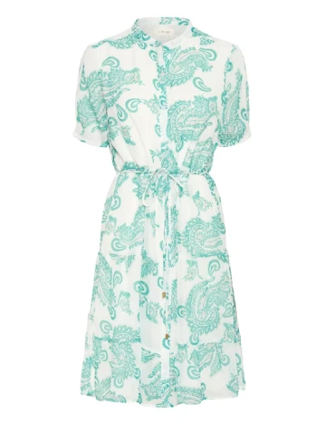 Rochie scurta Cream, alb/verde