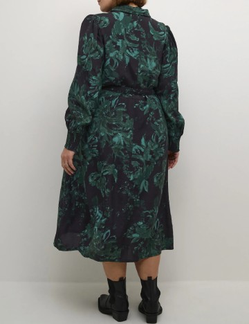 Rochie medie Kaffe Curve, negru/verde