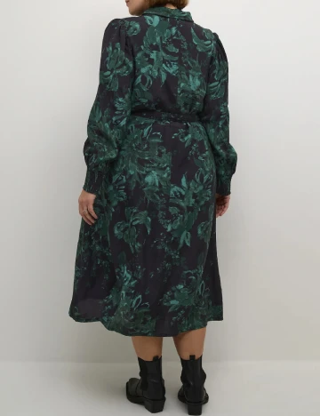 Rochie medie Kaffe Curve, negru/verde