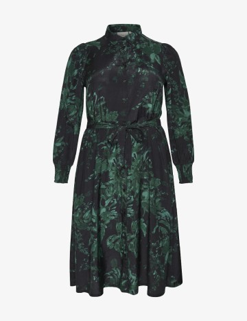 Rochie medie Kaffe Curve, negru/verde