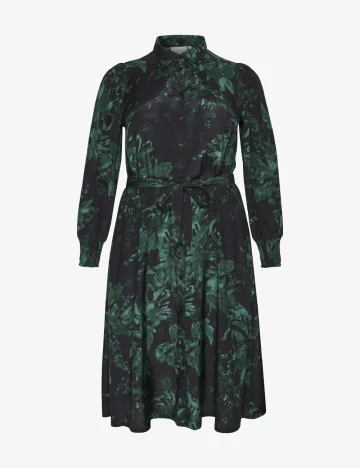 Rochie medie Kaffe Curve, negru/verde