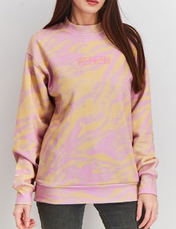 Bluza Crooked Tongues, roz/galben