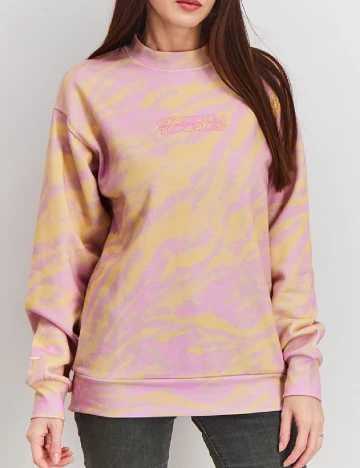 Bluza Crooked Tongues, roz/galben