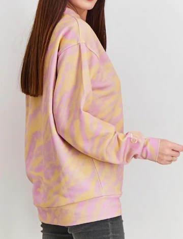 Bluza Crooked Tongues, roz/galben