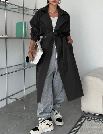 Trench Dazy, negru Negru